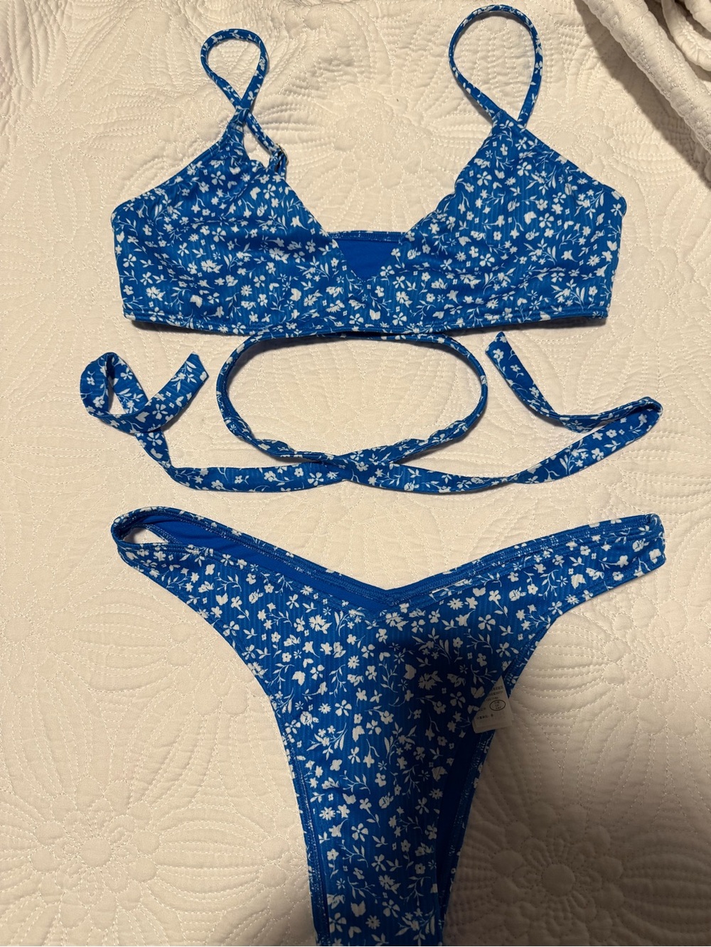 Hollister Blue Floral Tie Bikini Set